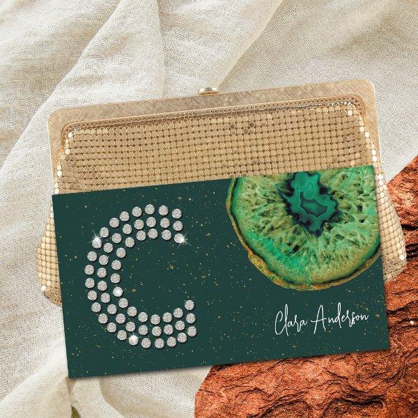 Diamonds Emerald Agate Initial C Letter Monogram