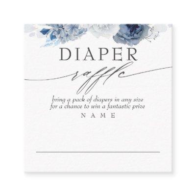Diaper Raffle Blue Floral Baby Shower Square