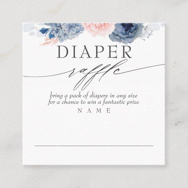 Diaper Raffle Blue Pink Floral Baby Shower Square