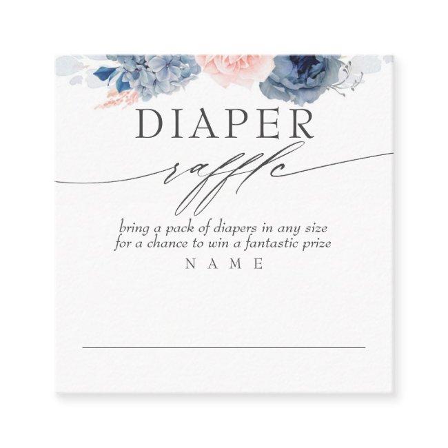 Diaper Raffle Blue Pink Floral Baby Shower Square