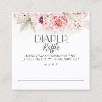Diaper Raffle Blush Pink Floral Baby Shower Square