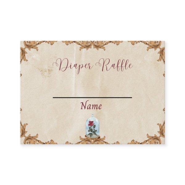 Diaper Raffle Card, enchanted rose
