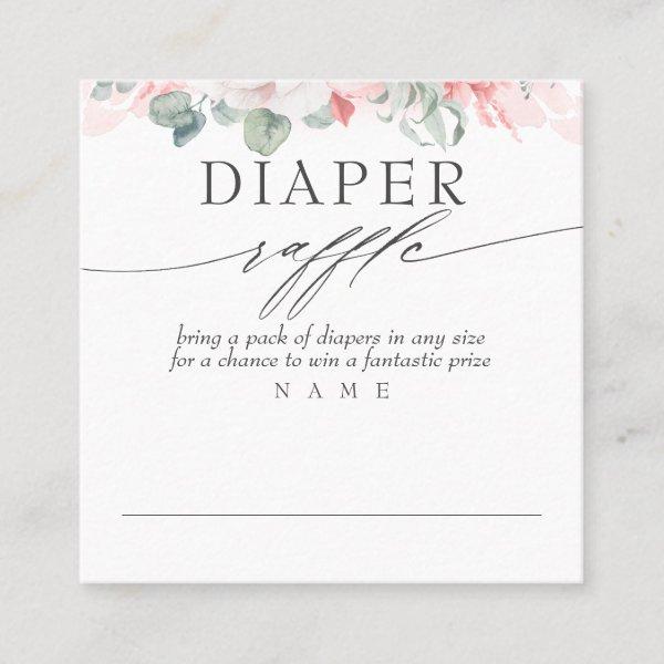 Diaper Raffle Soft Pink Floral Baby Shower Square