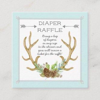 Diaper Raffle Ticket Deer Antlers Rustic Forest
