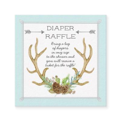 Diaper Raffle Ticket Deer Antlers Rustic Forest