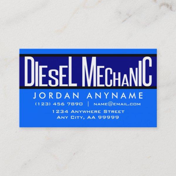 Diesel Mechanic Funky Text Blue
