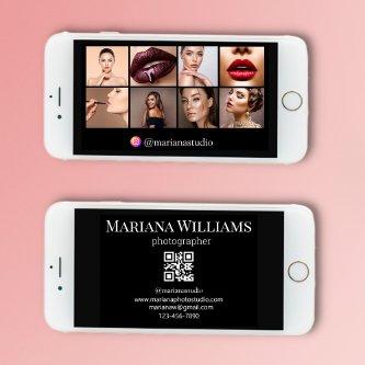digital  8 photos qr code black card
