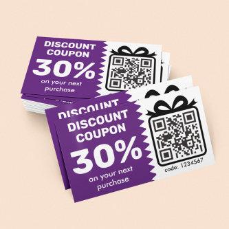 Digital Discount Coupon With QR Code Logo Purple
