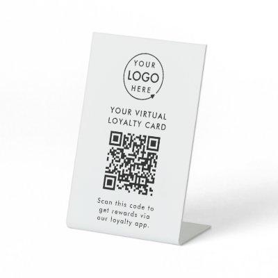 Digital Loyalty Reward App QR Code Business Logo Pedestal Sign