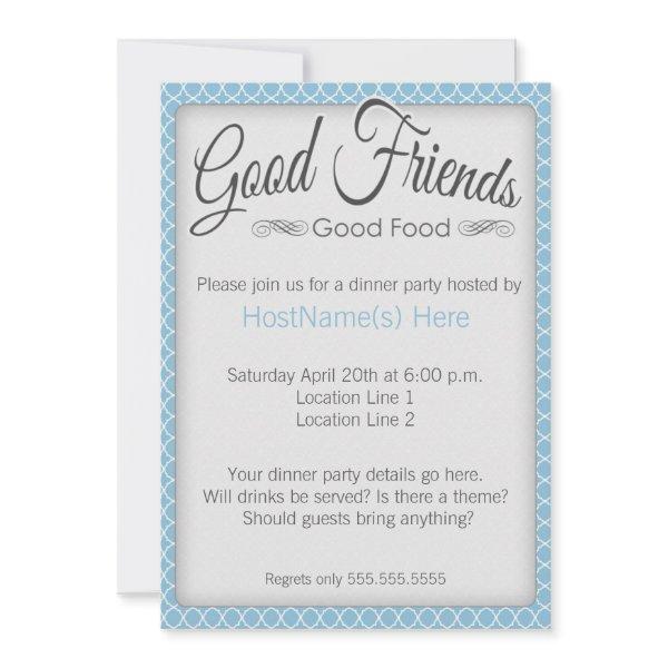 Dinner Party Invitations in Blue