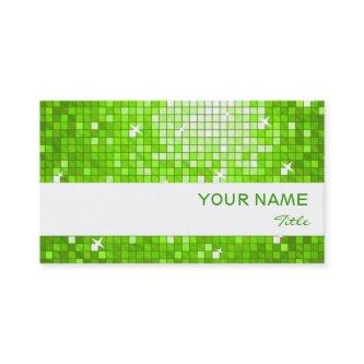 Disco Tiles Green  white stripe
