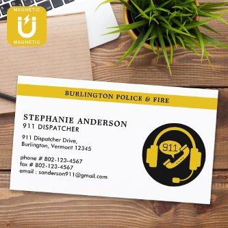 Dispatcher Custom Thin Gold Line 911 Emergency  Magnet