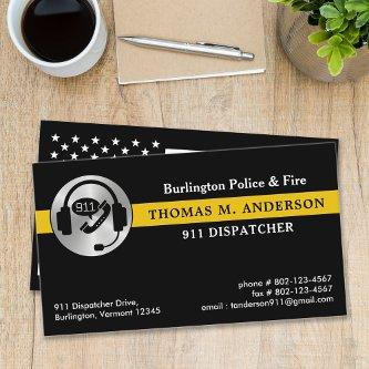 Dispatcher Custom Thin Gold Line 911 Logo