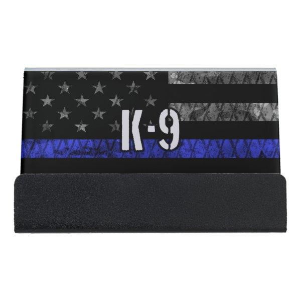 Distressed K-9 Unit Police Flag Desk  Holder