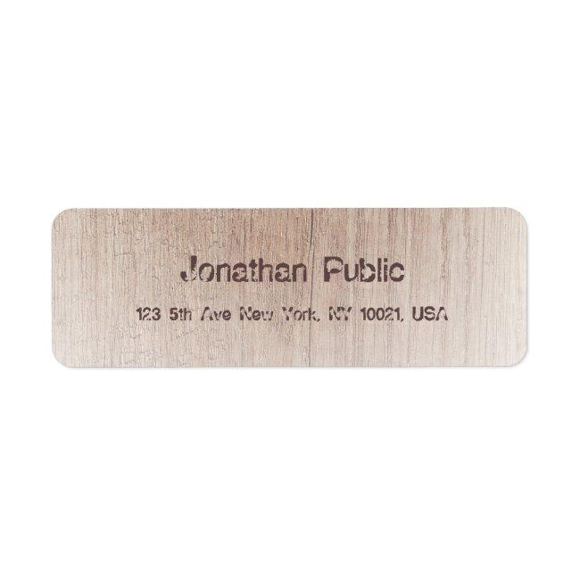 Distressed Text Wood Board Look Template Return Label