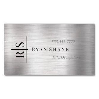 DIY Black Monogram in Box, Name, Brushed Silver  Magnet