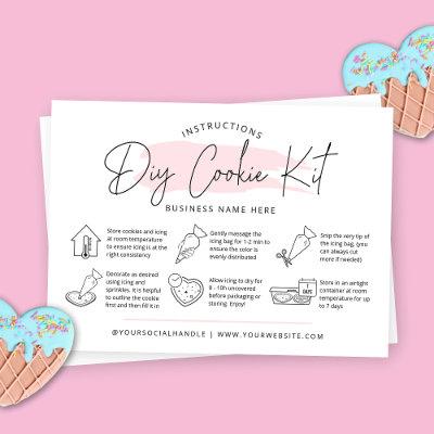 DIY Cookie Kit Instructions Blush Pink Watercolor