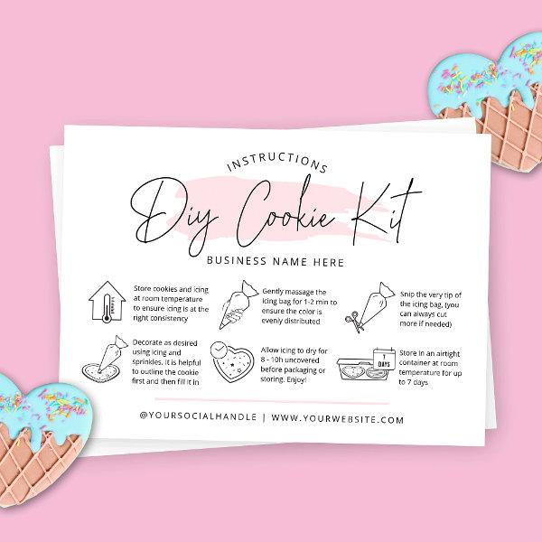 DIY Cookie Kit Instructions Blush Pink Watercolor