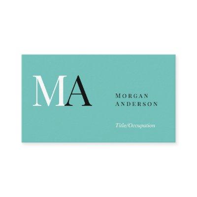 DIY Monogram Name Title & Info, Black White Teal B