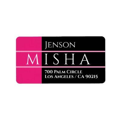 DIY Name & Address / Fuchsia, Black and Pink Label