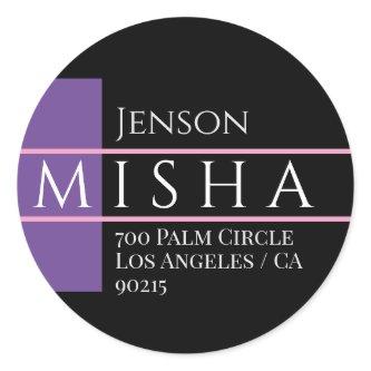 DIY Name & Address / Purple, Black and Pink Classic Round Sticker