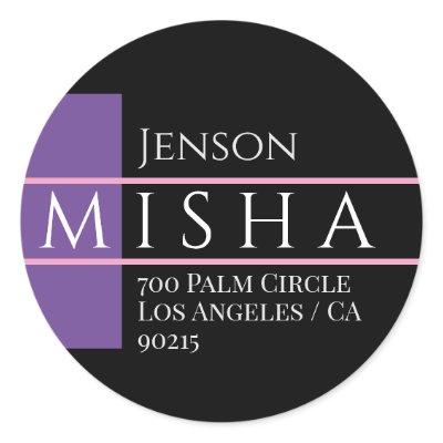 DIY Name & Address / Purple, Black and Pink Classic Round Sticker