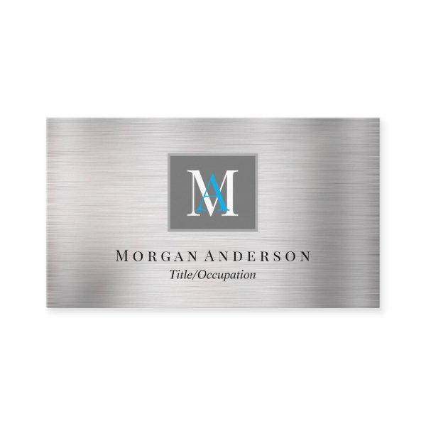 DIY White/Blue Monogram Name, Ocean Blue & Silver