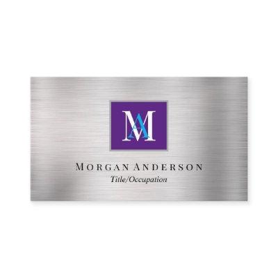 DIY White/Blue Monogram Name, Royal Purple& Silver