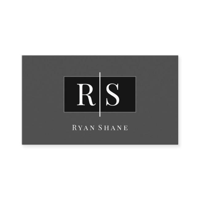 DIY White Monogram & Name, Black Box, Grey/Silver