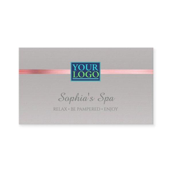 DIY Your Logo Business Name, Pink Silver on Silver
