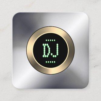 DJ digital futuristic round metallic frame Square