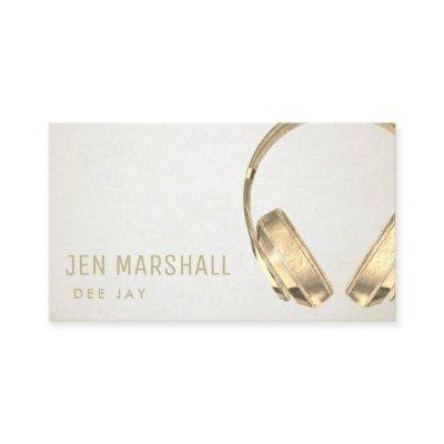 DJ faux gold foil headphones on ivory background