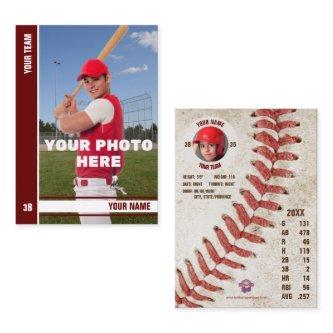 Dk Red Stripe Baseball Trading Card - Custom Stats