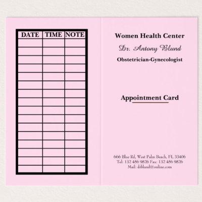 Doctor Obstetrician-Gynecologists Appointment Card