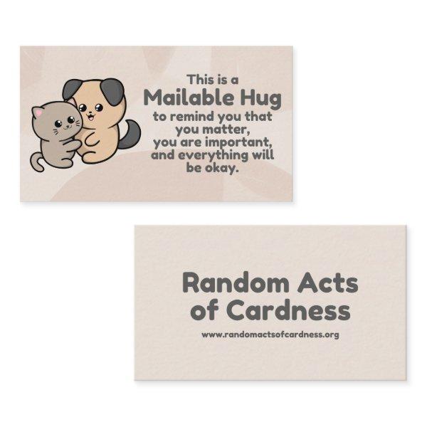 Dog and Cat Hugging Mailable Hug Insert Cards