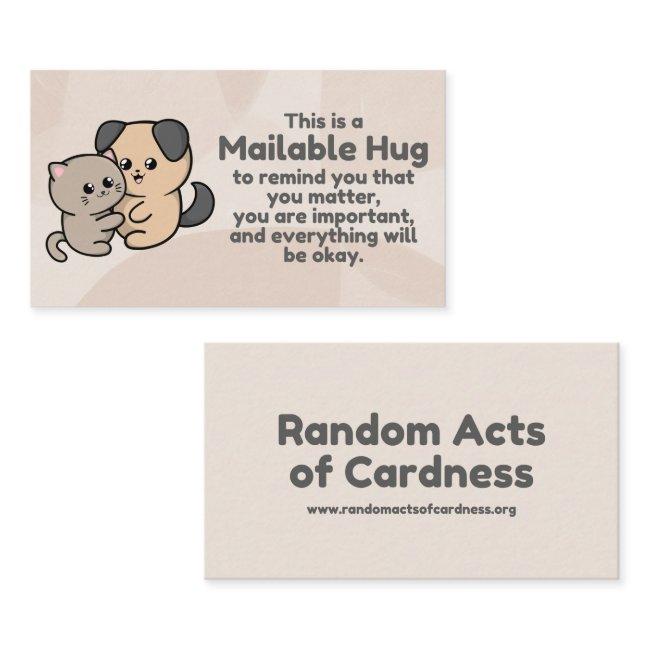 Dog and Cat Hugging Mailable Hug Insert Cards