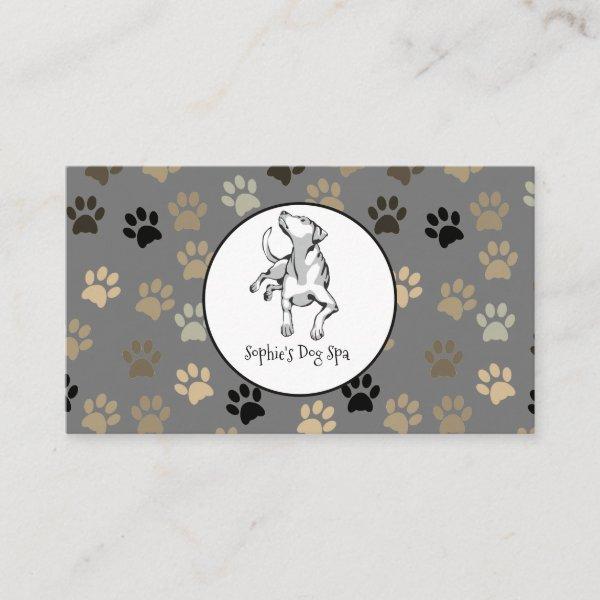 Dog And Paw Print Pattern Dog Grooming Spa