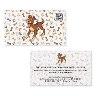 Dog Bones Paws Pattern | Happy Doggie | QR code