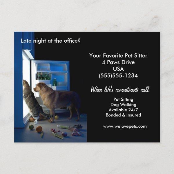 Dog & Cat Home Alone Midnight Pet Sitter Postcard