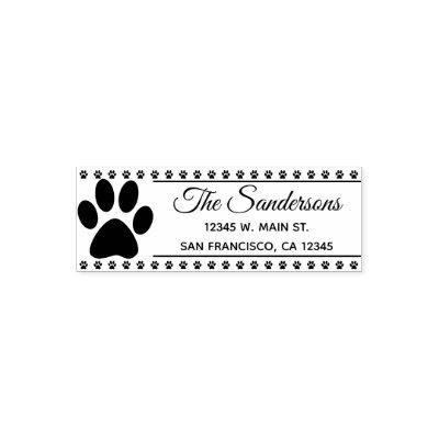 Dog Cat Pawprint Return Address Family Name Self-inking Stamp