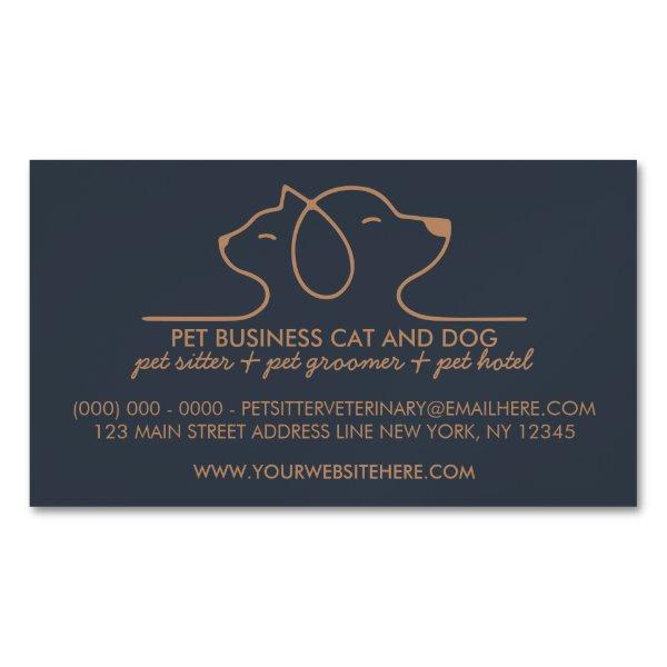 Dog Cat Simple Line Logo Veterinary Pet  Magnet