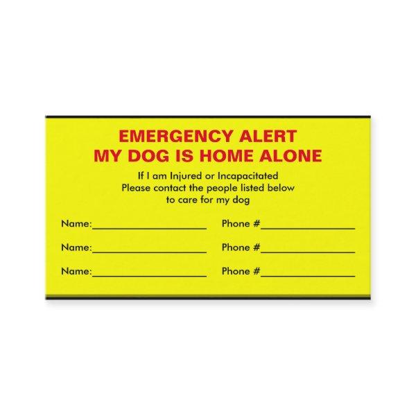 Dog Emergency Alert Home Alone Card