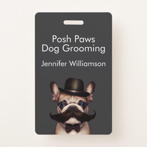 Dog Groomer Funny QR Code Grey Badge