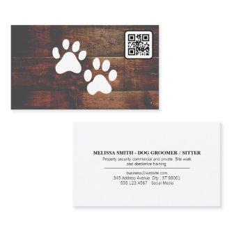 Dog Groomer | QR CODE | Paws | Wood