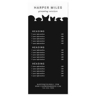 Dog groomer silhouette price list or services card