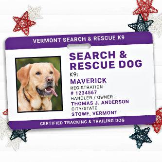 Dog ID Search Rescue Custom Logo Photo SAR K9  Badge