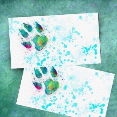 dog paw print colorful watercolor paint design