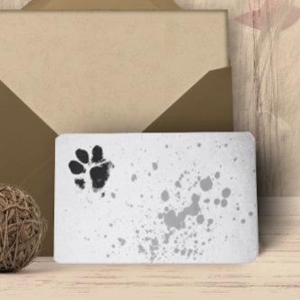 dog paw print watercolor design gray and white