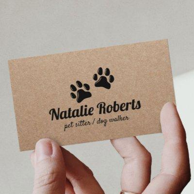 Dog Paws Pet Sitter Dog Walker Rustic Kraft