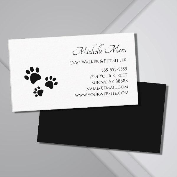 Dog Walker Paw Prints Black White